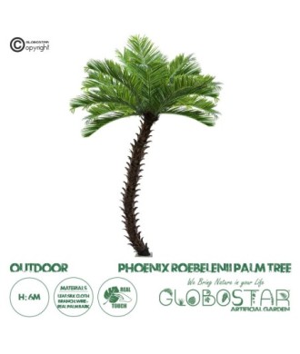 GloboStar® Artificial Garden PHOENIX ROEBELENII PALM TREE 20597 Τεχνητό Διακοσμητικό Φυτό Φοινικόδεντρο Ρομπελίνι Εξωτερικού Χώρου IP68 UV Certified Protection Υ600cm